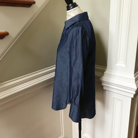 Charlotte Brody Laurel Blouse Shirt Top Womens Medium Blue Chambray Long Sleeve - Picture 7 of 9